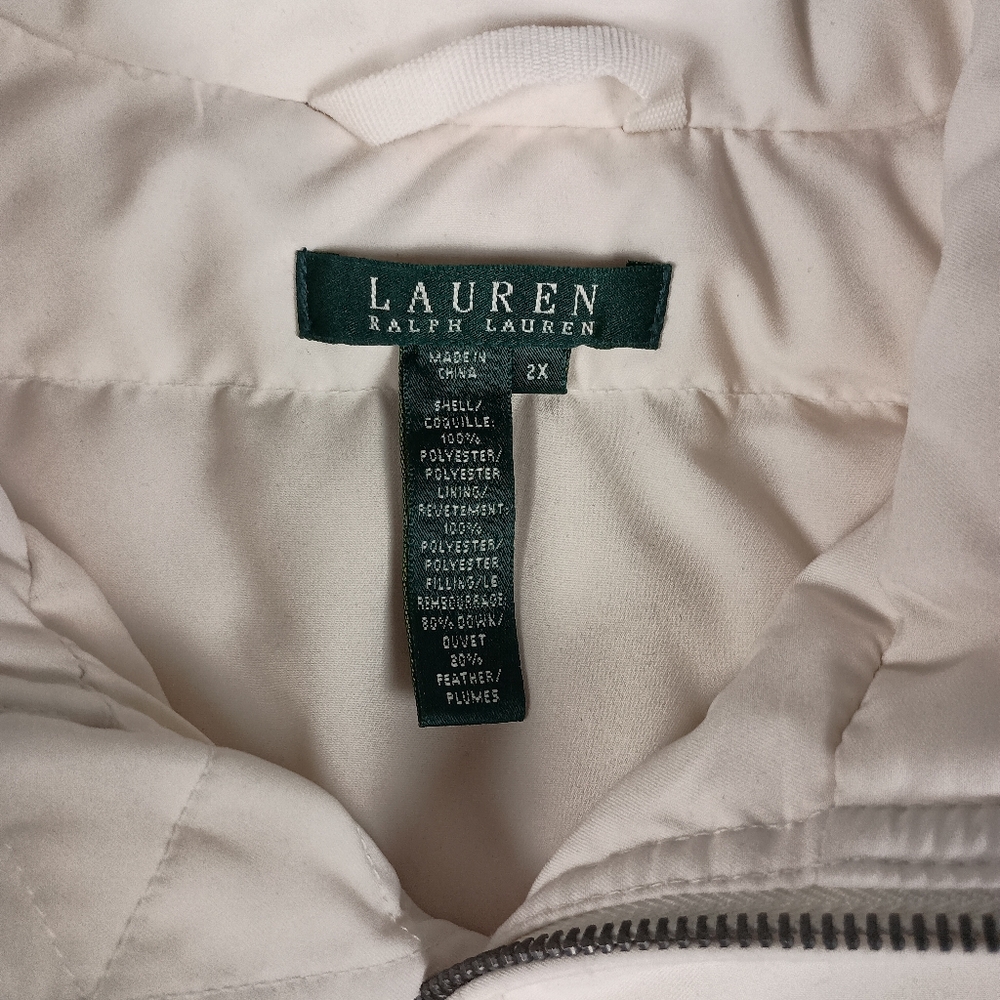 Lauren‎ Ralph Lauren Ivory Down Puffer Vest L Zip Quilted Core - Picture 6 of 7